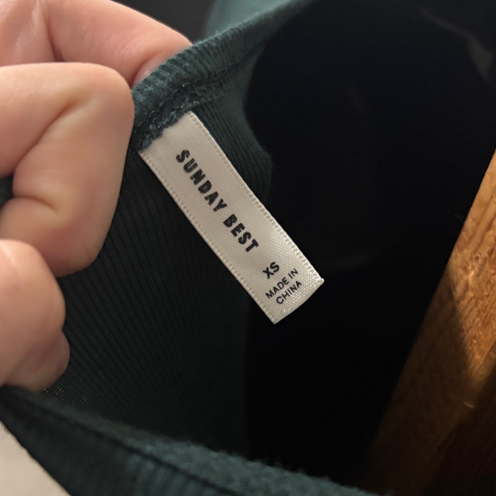 2/$20 Sunday Best Dark Green Long Sleeve Crop Top - Picture 3 of 3